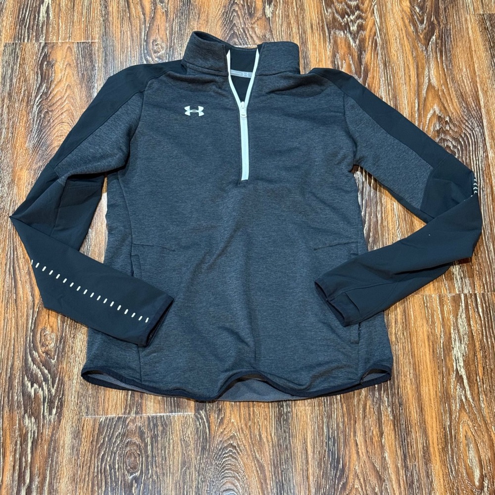 Under Armour ColdGear Mens Size S Quarter Zip Pullover Charcoal Grey Black Loose